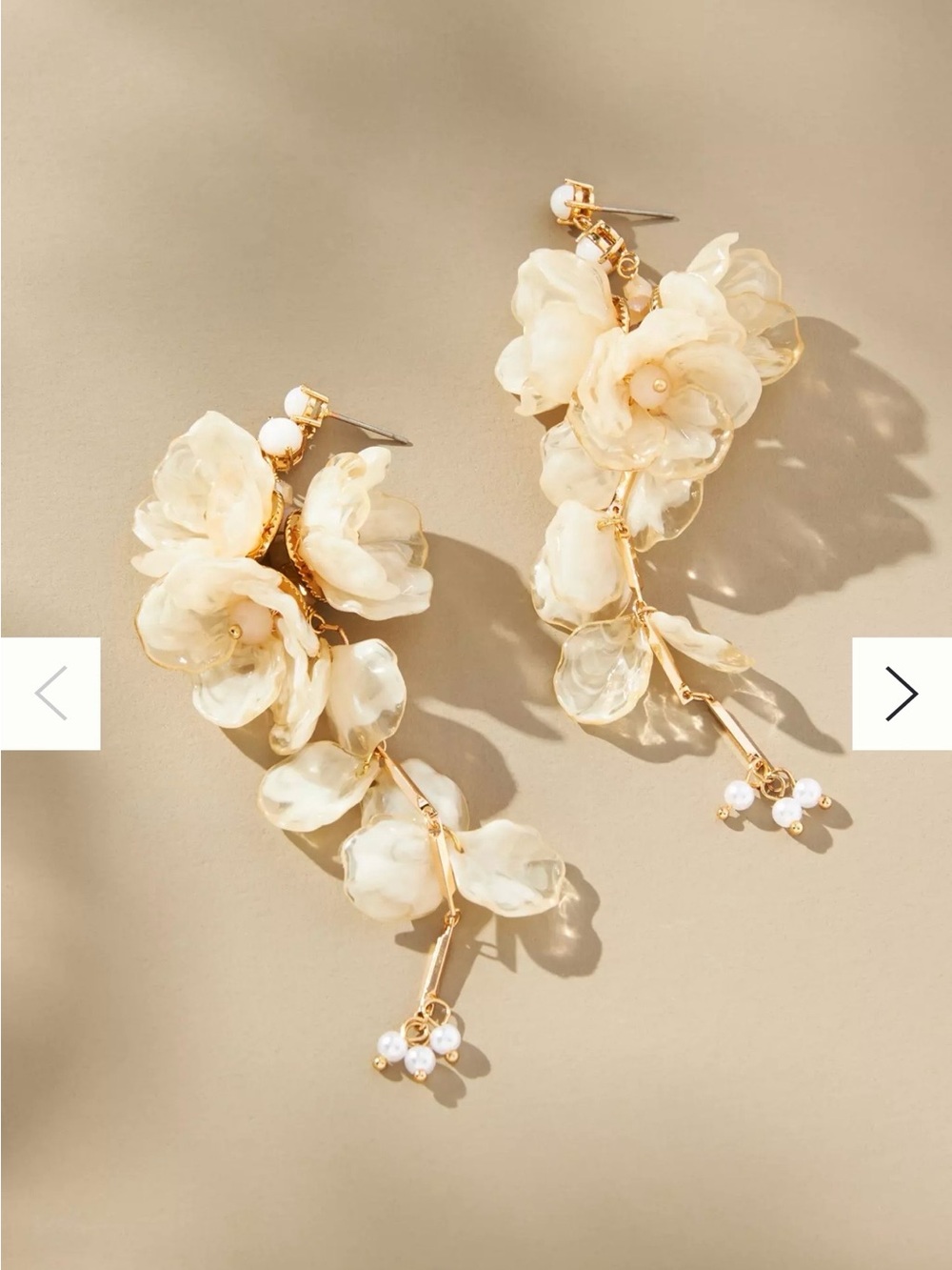 Anthropologie Blossom Drop Earrings - Cream / Worn once only!!!